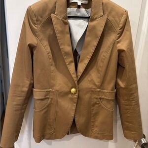 Veronica Beard Tan Single-Button Tailored Blazer